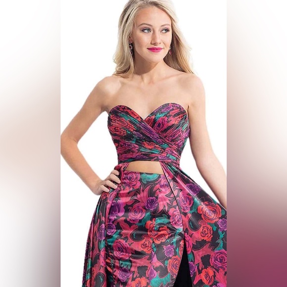 NWT Rachel Allan 6073 / Sz 0 / Black Multi / 2 Piece - Picture 3 of 7